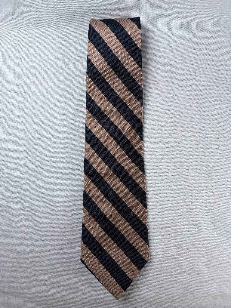 Woodward Silk Tie Tan Navy Diagonal Stripe